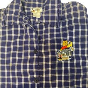 Disney Blue Checkered Women's Button Down Shirt